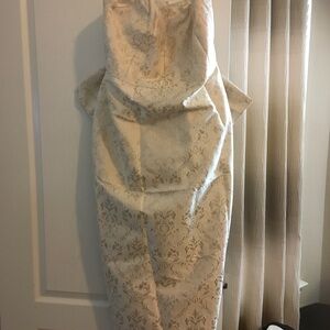 Sachin + Babi Cream and Gold Strapless Dress